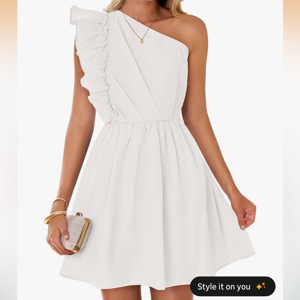 NEW ZESICA Women's Summer One Shoulder Ruffle Dress